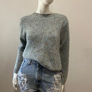 Vintage 80s Speckled Knit Crewneck Retro Pullover Sweater